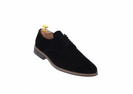 Oferta marimea 44 -  Pantofi barbati,  eleganti din piele naturala intoarsa neagra -  LNIC184NV